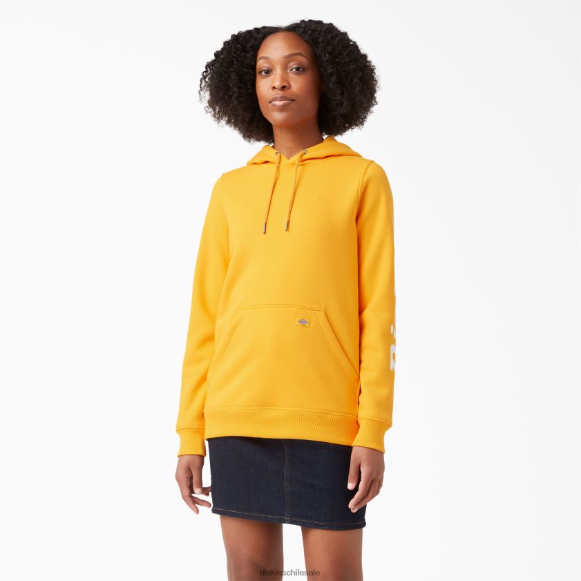 amarillo radiante (r2y) mujer jersey pesado con logo en la manga Dickies vestir X4H0F2312