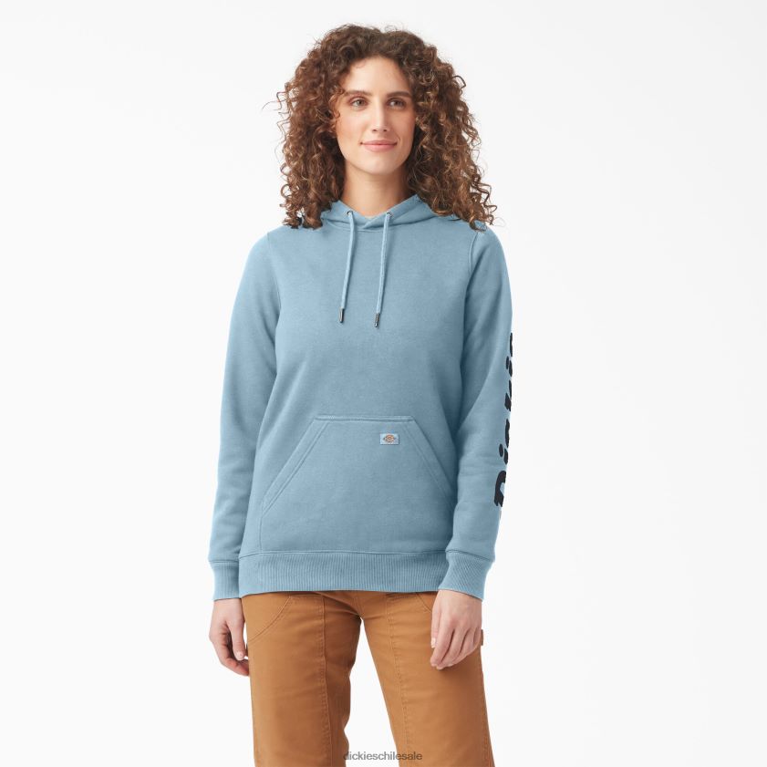 azul claro (ue) mujer jersey pesado con logo en la manga Dickies vestir X4H0F2304