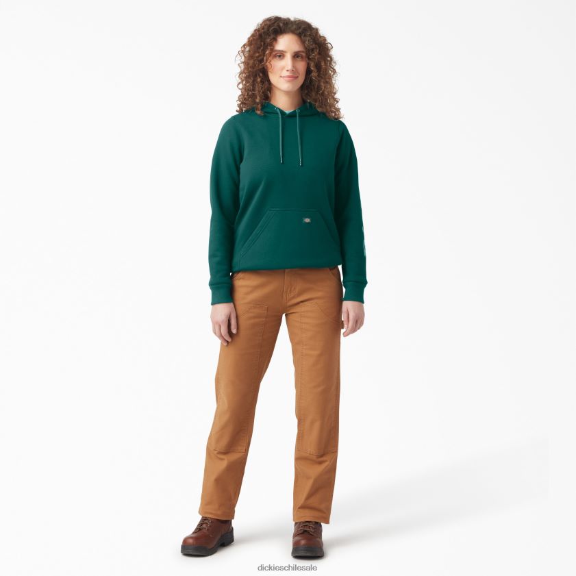 verde bosque (pies) mujer jersey pesado con logo en la manga Dickies vestir X4H0F2305