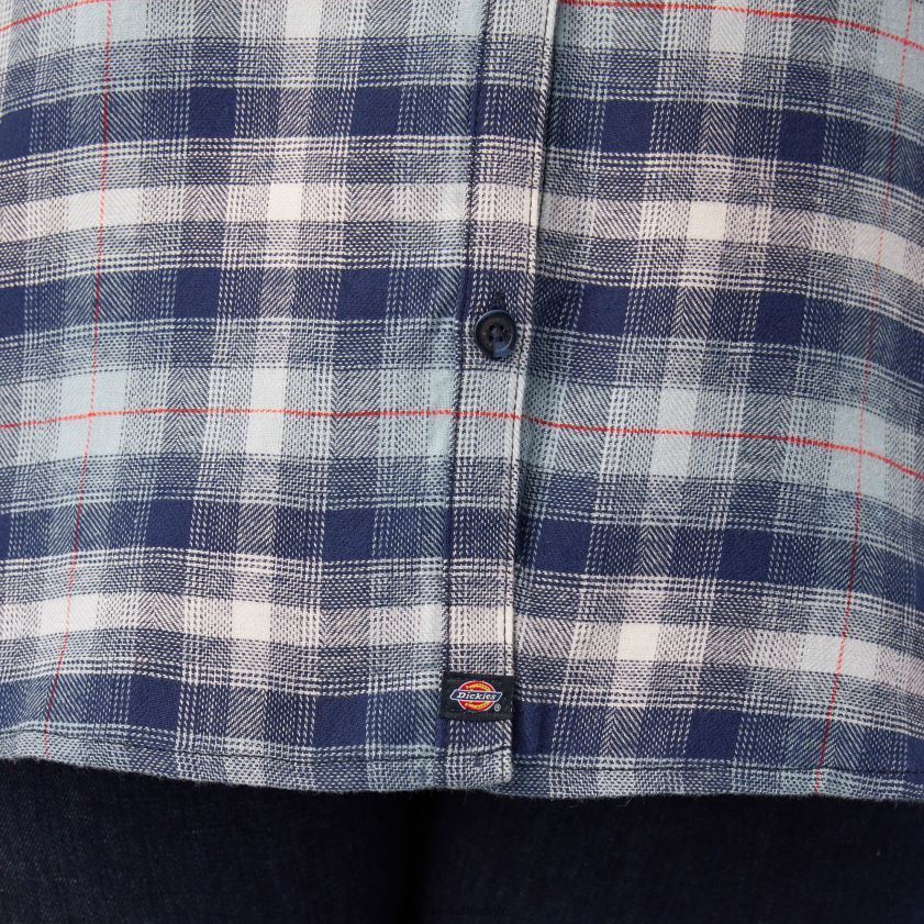 azul claro/azul marino ombre a cuadros (c1f) mujer camisa de franela a cuadros de manga larga plus Dickies vestir X4H0F2208