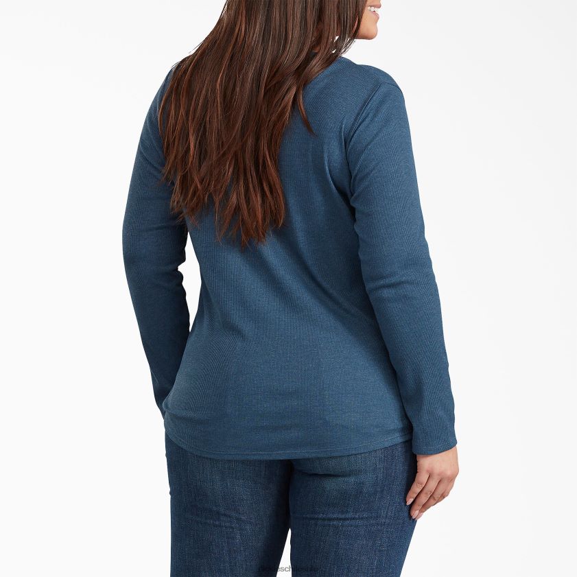 azul vaquero oscuro (dmd) mujer más camiseta henley de manga larga Dickies vestir X4H0F2202