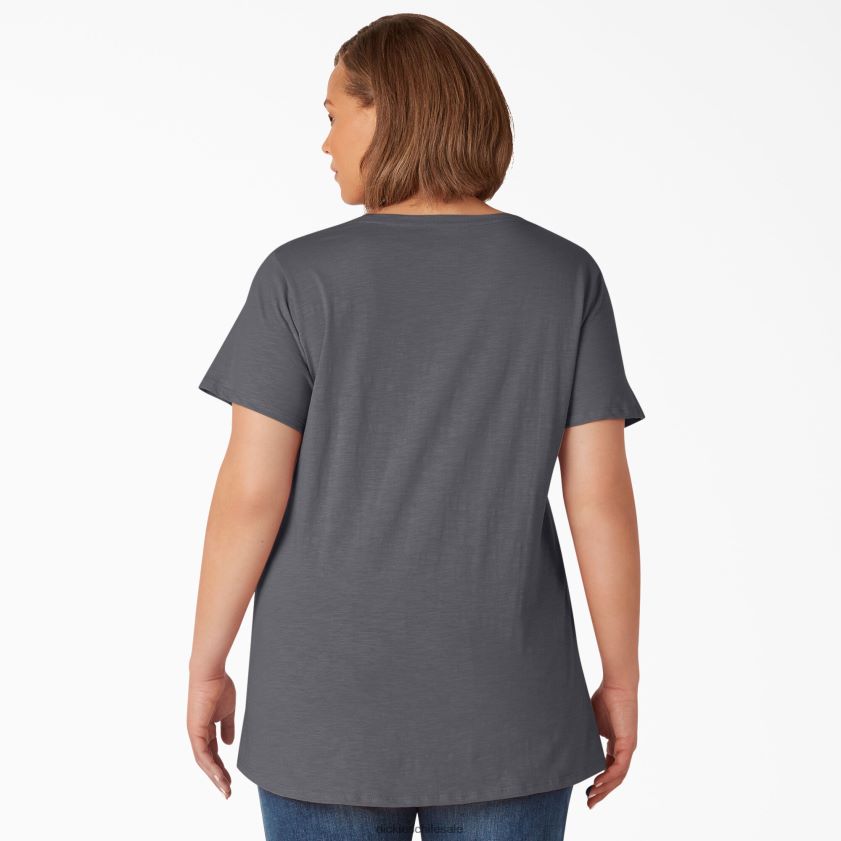 gris grafito (ga) mujer camiseta de manga corta con cuello de pico plus Dickies vestir X4H0F2038