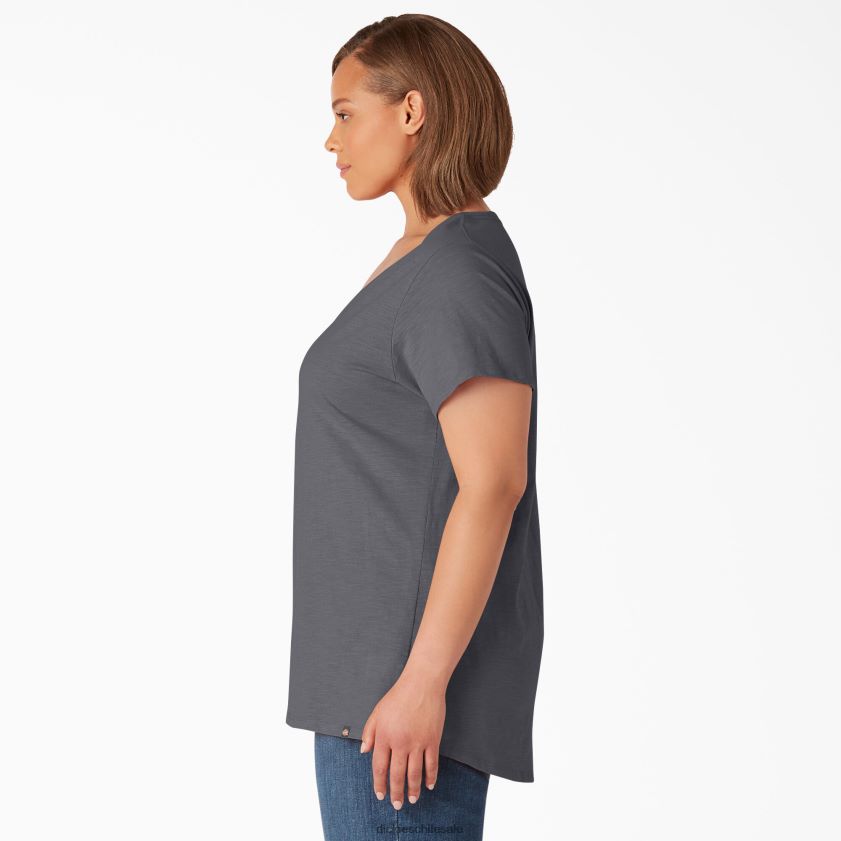 gris grafito (ga) mujer camiseta de manga corta con cuello de pico plus Dickies vestir X4H0F2038
