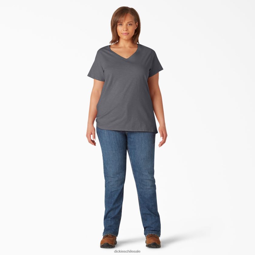 gris grafito (ga) mujer camiseta de manga corta con cuello de pico plus Dickies vestir X4H0F2038