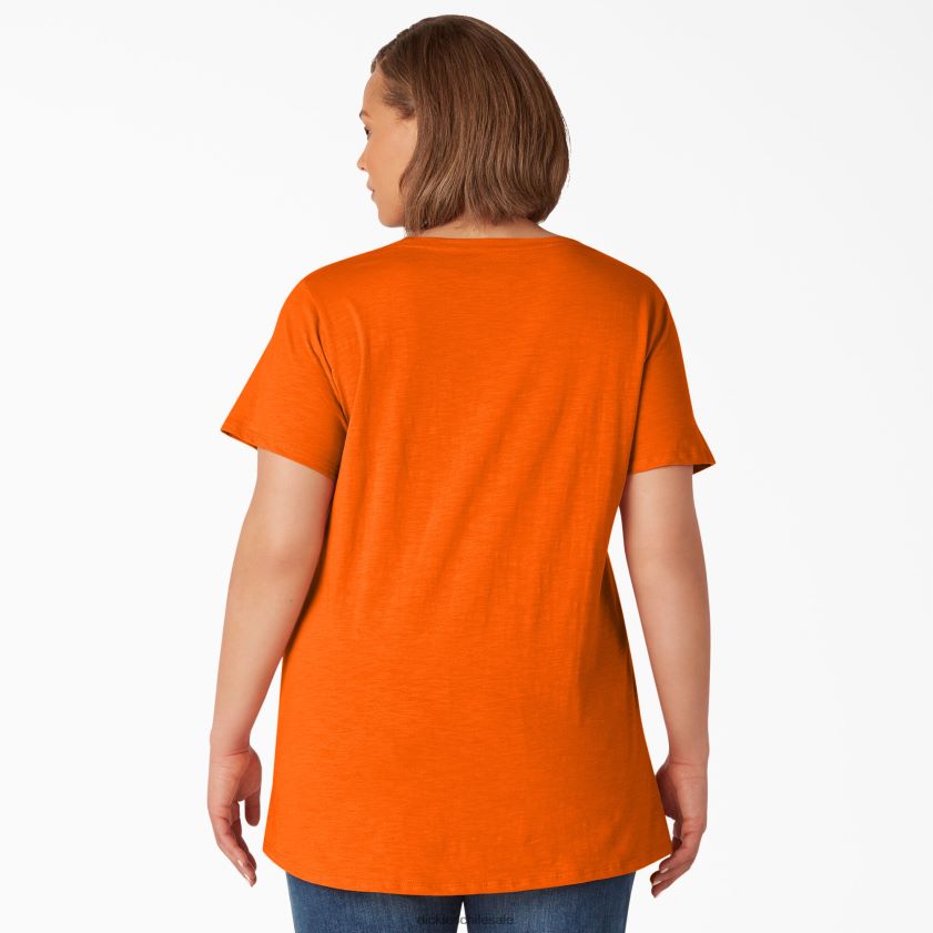 ibis escarlata (s2s) mujer camiseta de manga corta con cuello de pico plus Dickies vestir X4H0F2040