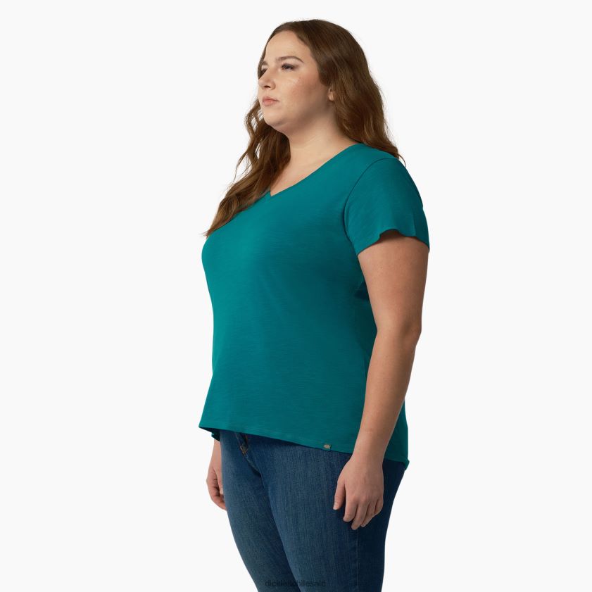 lago profundo (dl2) mujer camiseta de manga corta con cuello de pico plus Dickies vestir X4H0F2036