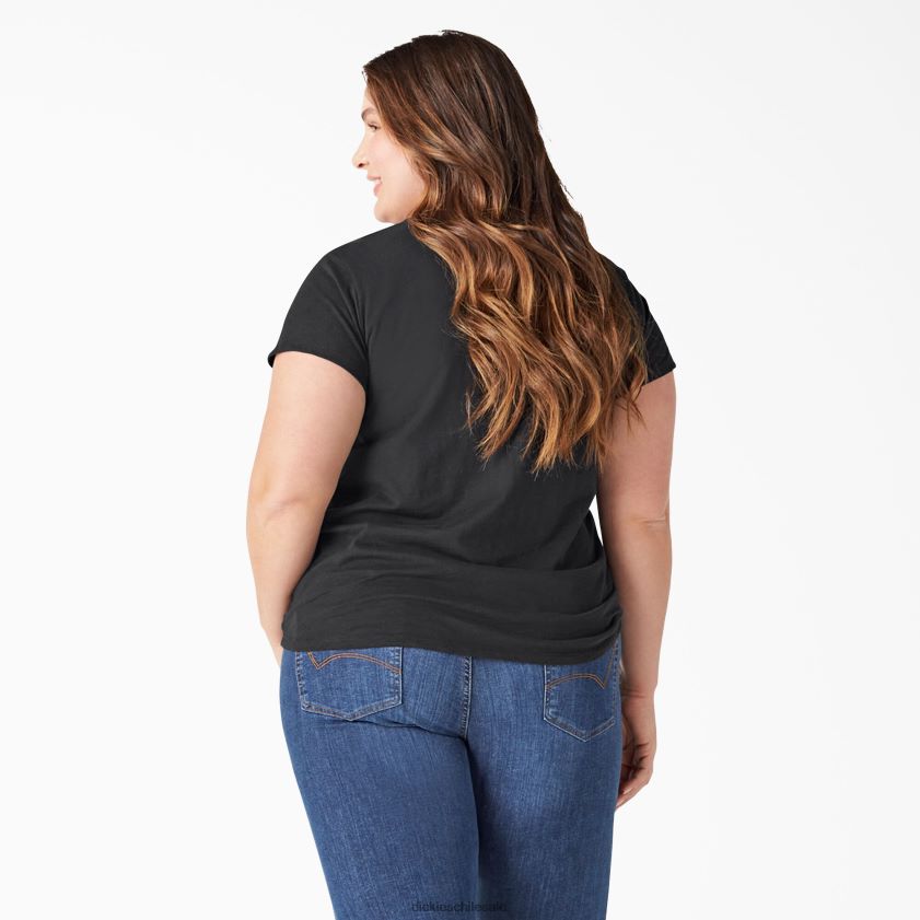 negro (kbk) mujer camiseta de manga corta con cuello de pico plus Dickies vestir X4H0F2039