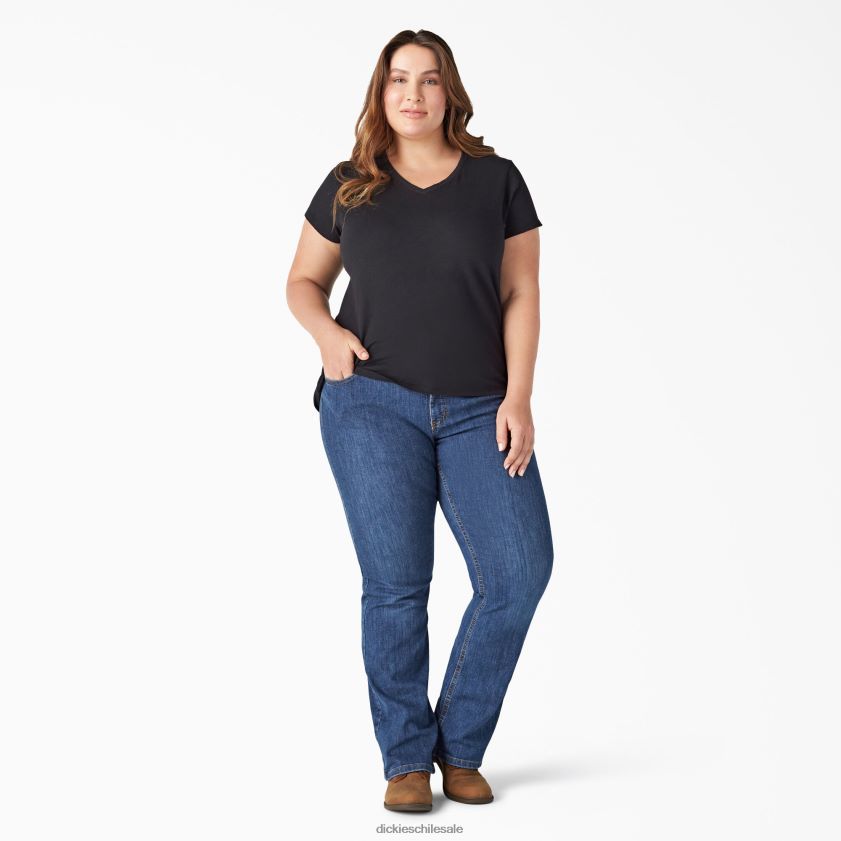 negro (kbk) mujer camiseta de manga corta con cuello de pico plus Dickies vestir X4H0F2039