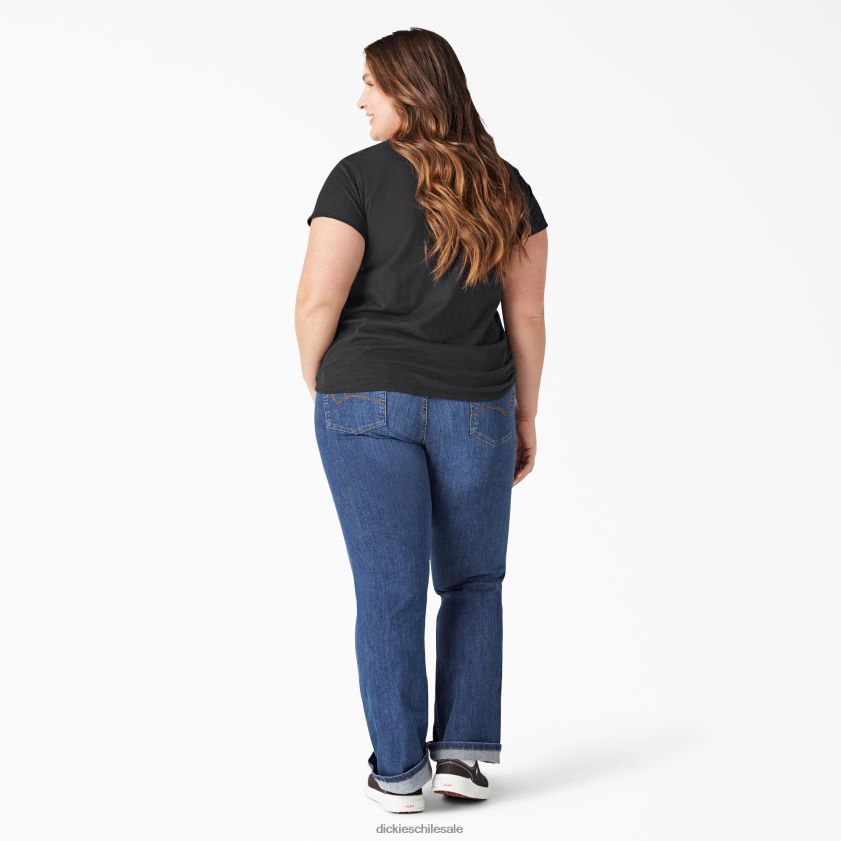 negro (kbk) mujer camiseta de manga corta con cuello de pico plus Dickies vestir X4H0F2039