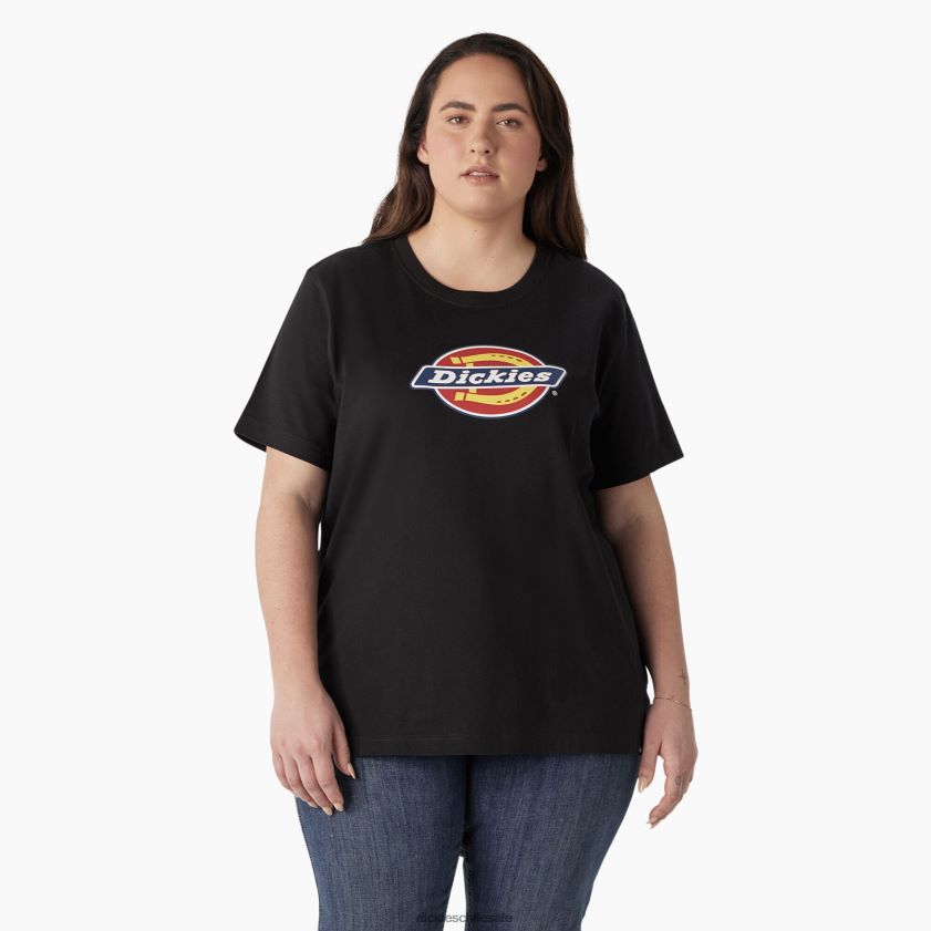 negro (kbk) mujer playera de peso pesado con logo Dickies vestir X4H0F2146