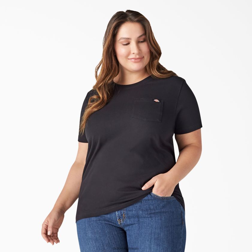 negro (negro) mujer camiseta de peso pesado de manga corta plus Dickies vestir X4H0F1967