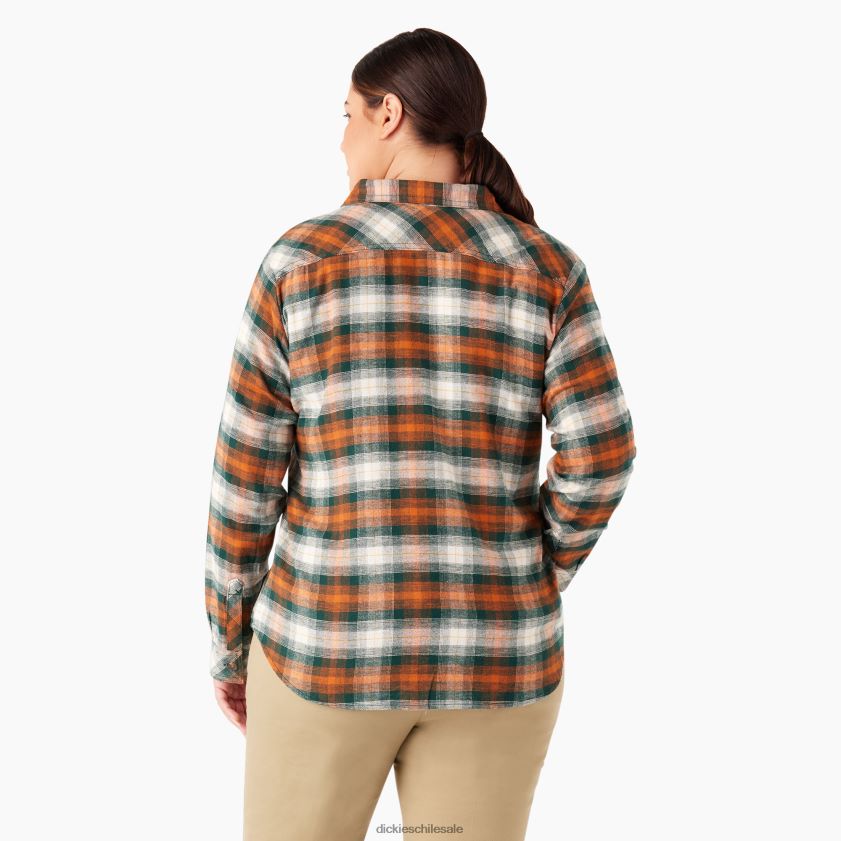 tela escocesa sombreada bosque/cobre (c1t) mujer camisa de franela a cuadros de manga larga plus Dickies vestir X4H0F2209